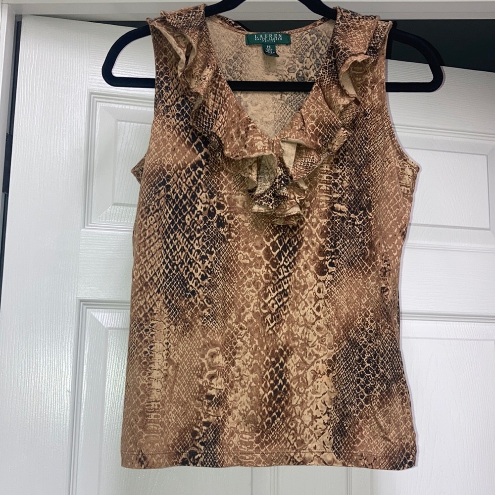 Lauren Ralph Lauren Petite Snakeskin Print Sleeveless Top